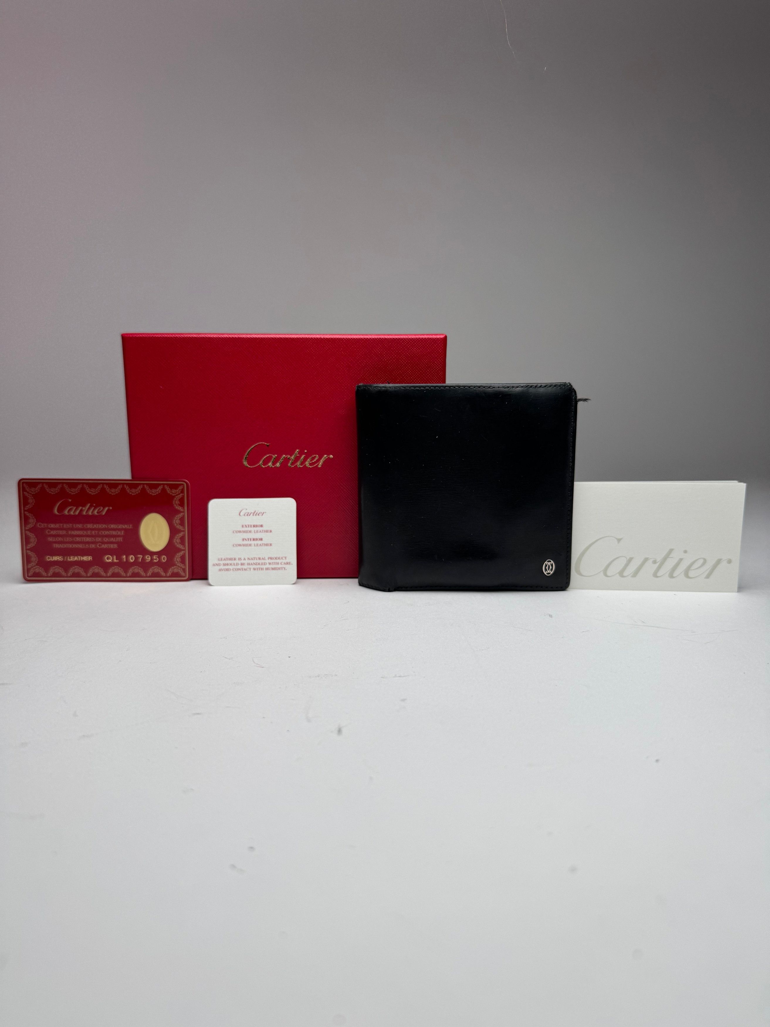 Cartier Vintage Flap Leather Wallet Black Size ONE SIZE - 1 Thumbnail