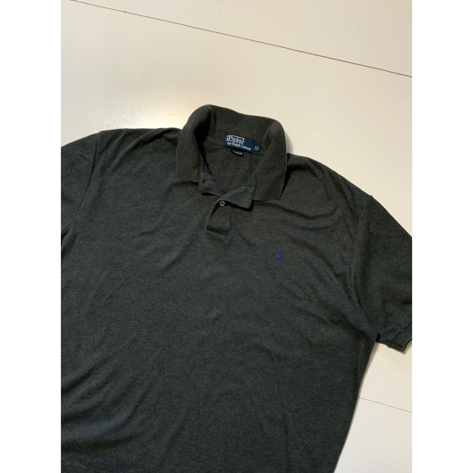 Polo Ralph Lauren VINTAGE Polo Ralph Lauren Polo Shirt XL Mens Charcoal Grey Blue Pony Player Logo S/S Polo Shirt XL Size US XL / EU 56 / 4 - 3 Thumbnail