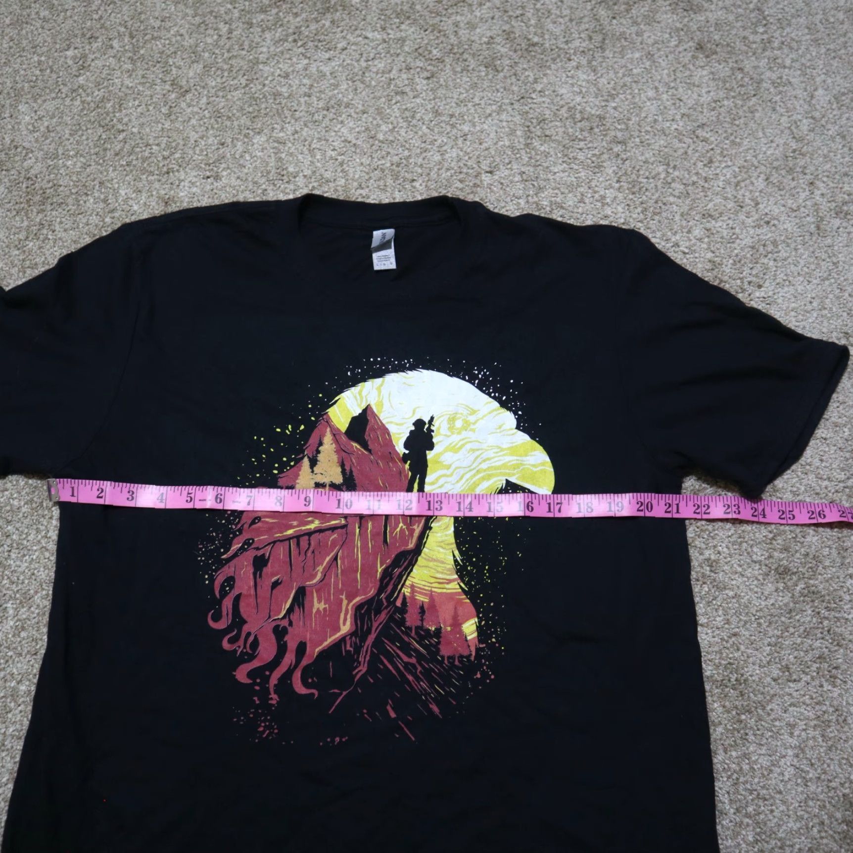 Gildan American Bald Eagle Patriotic Military Mountains Tee T-Shirt Adult Size L Large Size US L / EU 52-54 / 3 - 4 Thumbnail