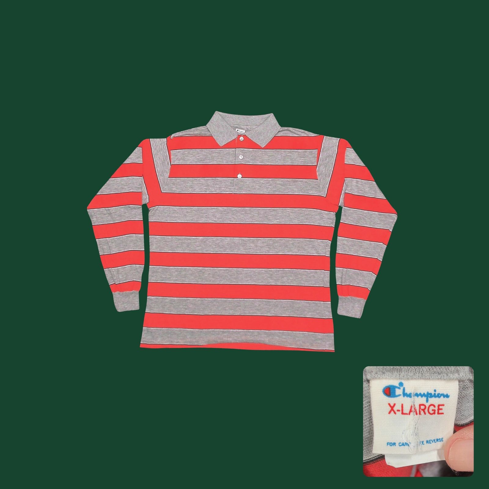 Champion 80s Champion Tri-Blend Single Stitch Striped Polo XL Size US XL / EU 56 / 4 - 1 Thumbnail