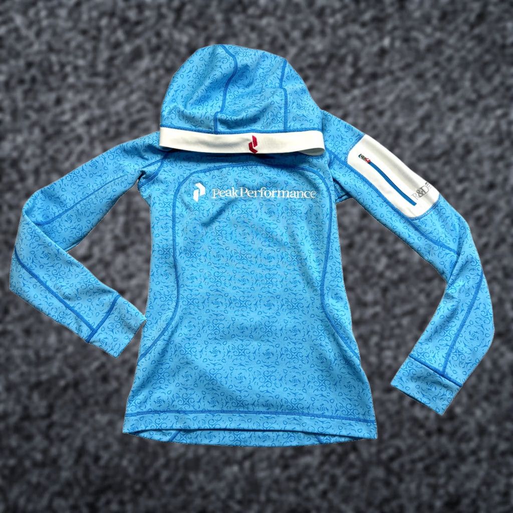 Peak Performance Peak Performance Women XS Blue Patterned Training Hoodie Pullover Sweatshirt Gym Shirt Ladies XS Blue Patterned Gym Hoodie Size XS / US 0-2 / IT 36-38 - 1 Thumbnail