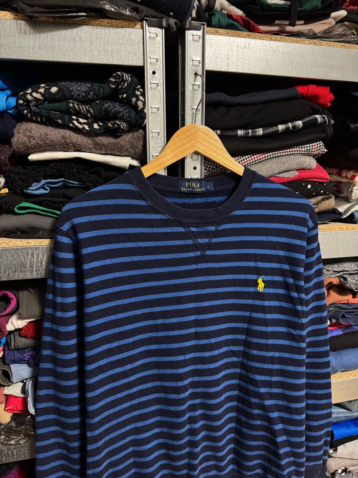 Polo Ralph Lauren Polo Ralph Lauren Small Logo Striped Sweatshirt Y2K Size L Size US L / EU 52-54 / 3 - 2 Thumbnail