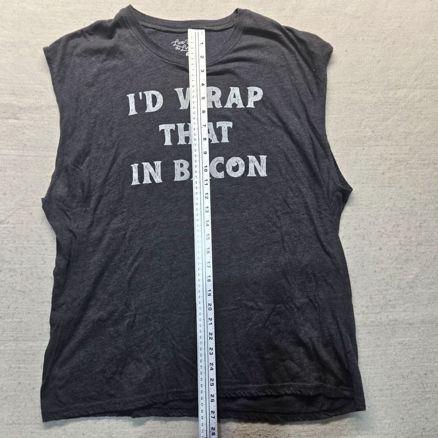 Next Level I'd Wrap That In Bacon Shirt Tank Top 2X Women Gray Cotton Blend Funny Casual Sleeveless Round Neck Next Level Graphic Print Vintage No Size XXL / US 16-18 / IT 52-54 - 5 Thumbnail