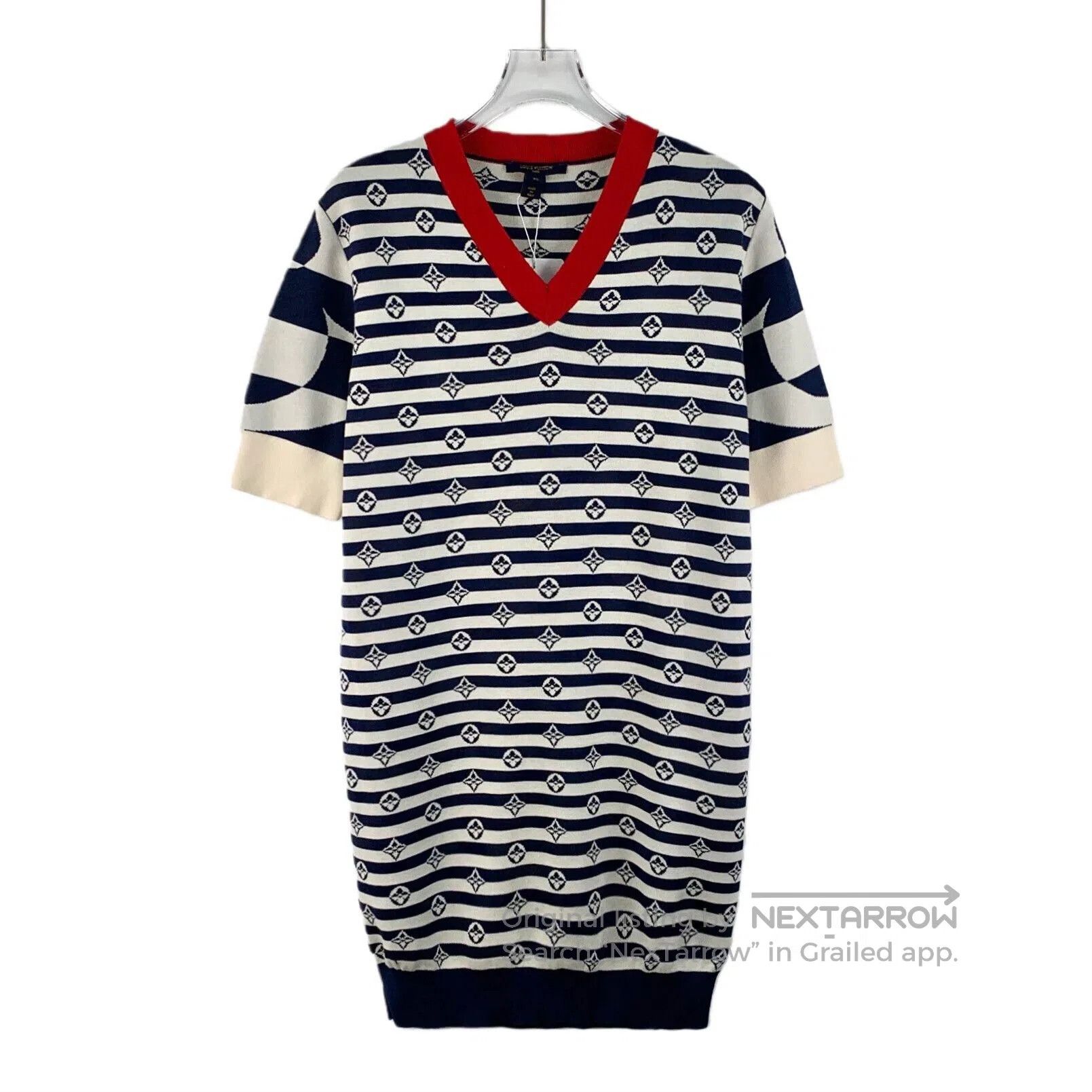 Louis Vuitton Louis Vuitton Logo Striped Silk V-Neck Dress. Size XS / US 0-2 / IT 36-38 - 1 Thumbnail