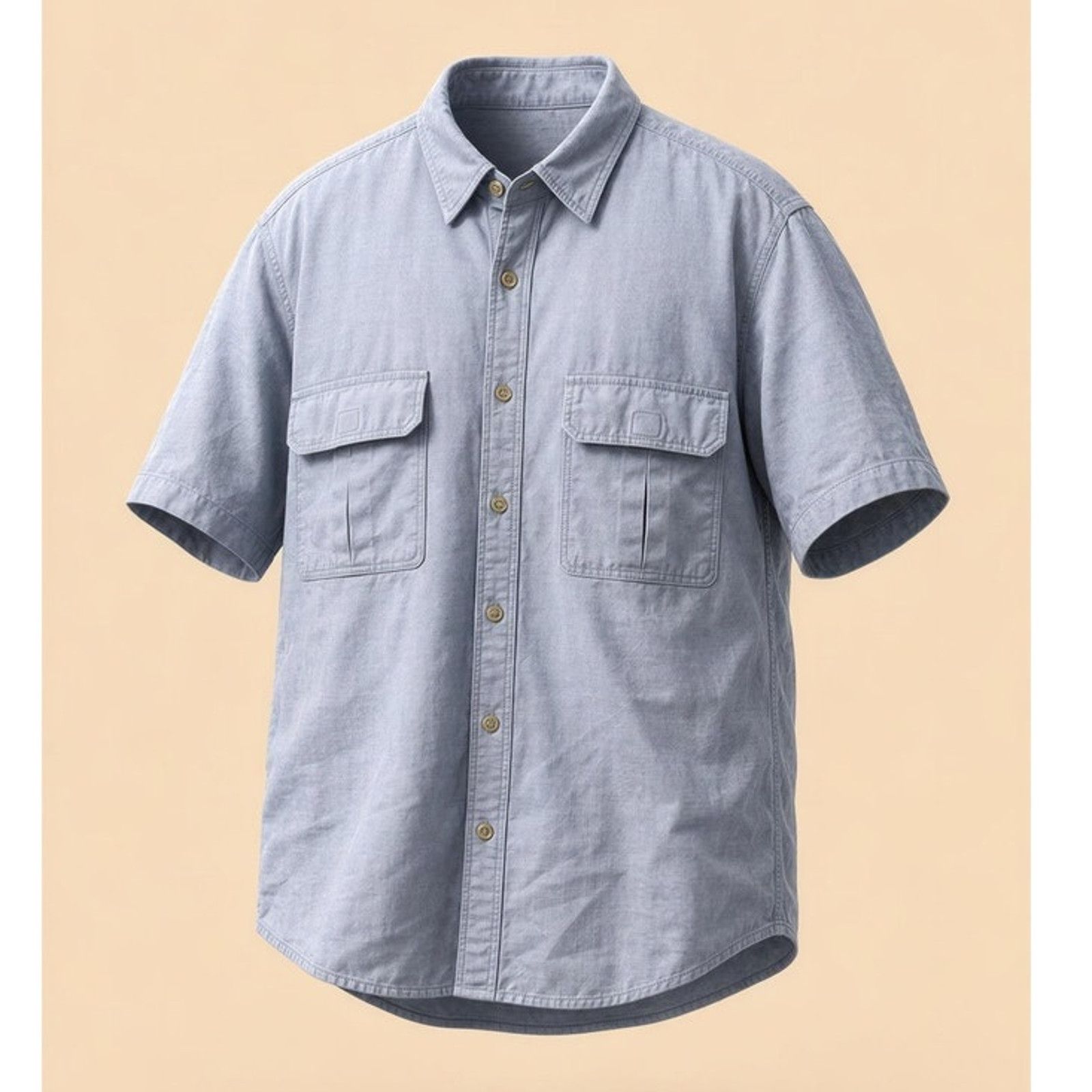 Woolrich Woolen Mills Woolrich Shirt Mens XL Blue Chambray Short Sleeve Button Up Size US XL / EU 56 / 4 - 1 Thumbnail