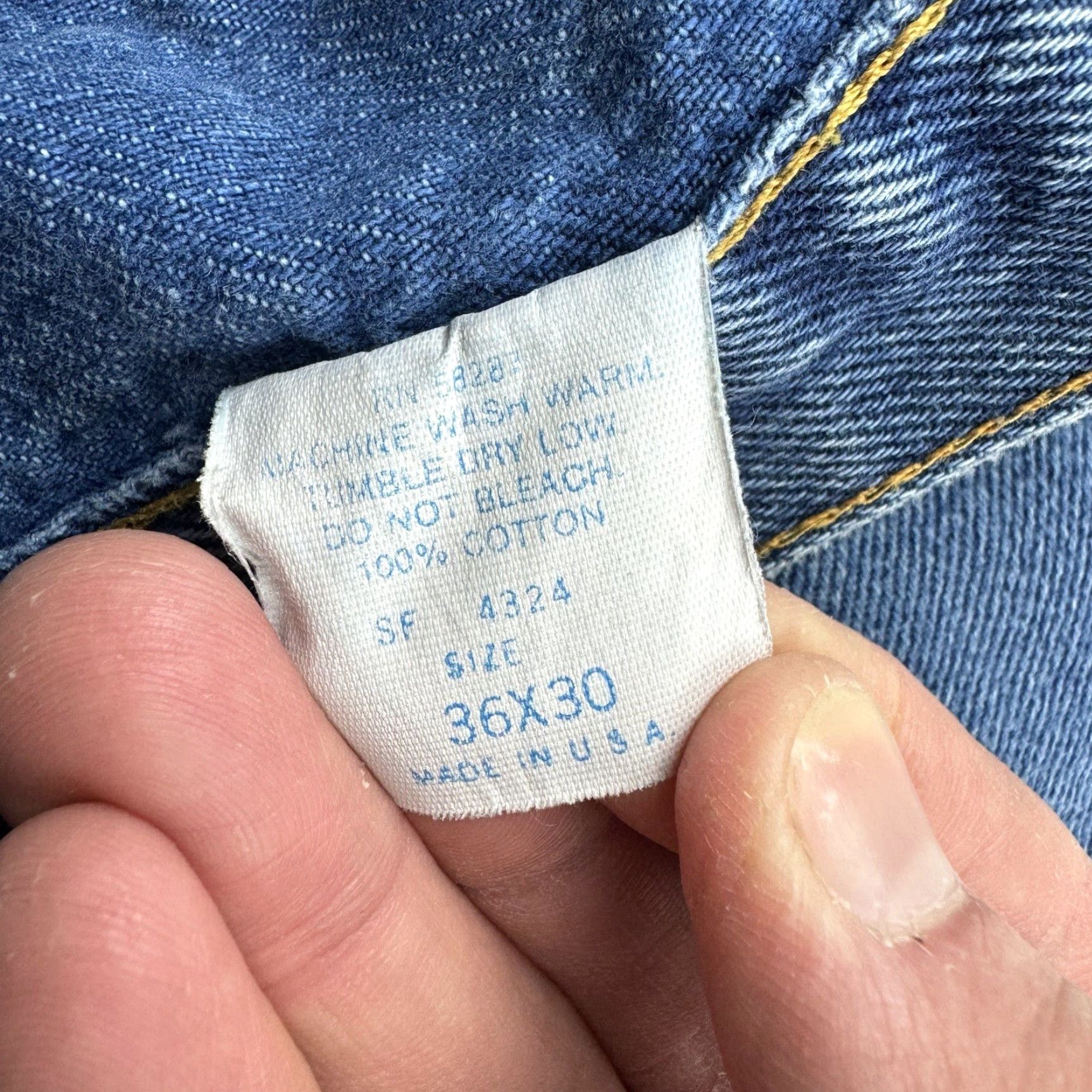 Vintage Vintage Blue Label Jeans 36x30 Blue American USA Zipper 1970s Pants Cotton Denim Straight Regular Men USA 70s Size US 36 / EU 52 - 6 Thumbnail