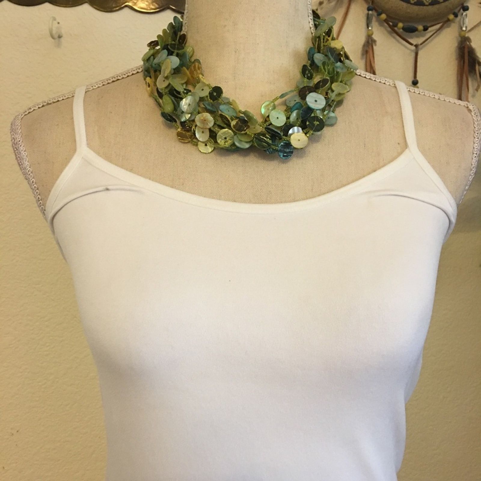 Jewelry Green tones painted abalone shell jewelry set Size ONE SIZE - 3 Thumbnail