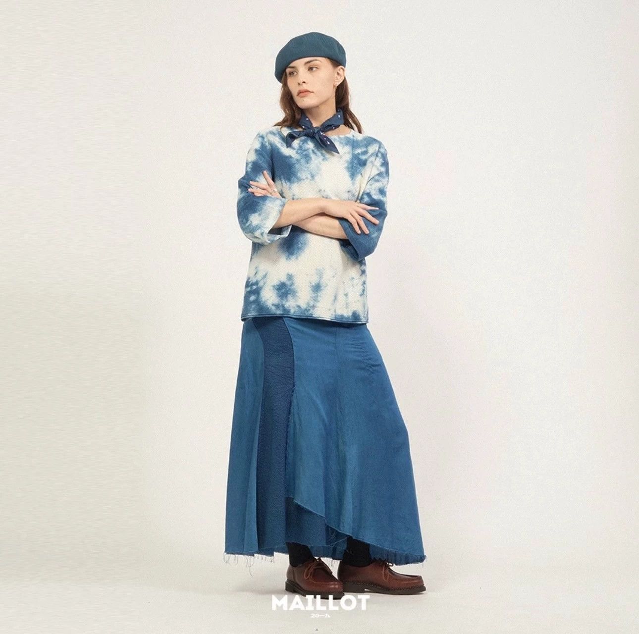 Blue Blue Japan BLUE BLUE JAPAN Indigo Block Linen-Cotton Skirt Size 26" / US 2 / IT 38 - 8 Thumbnail