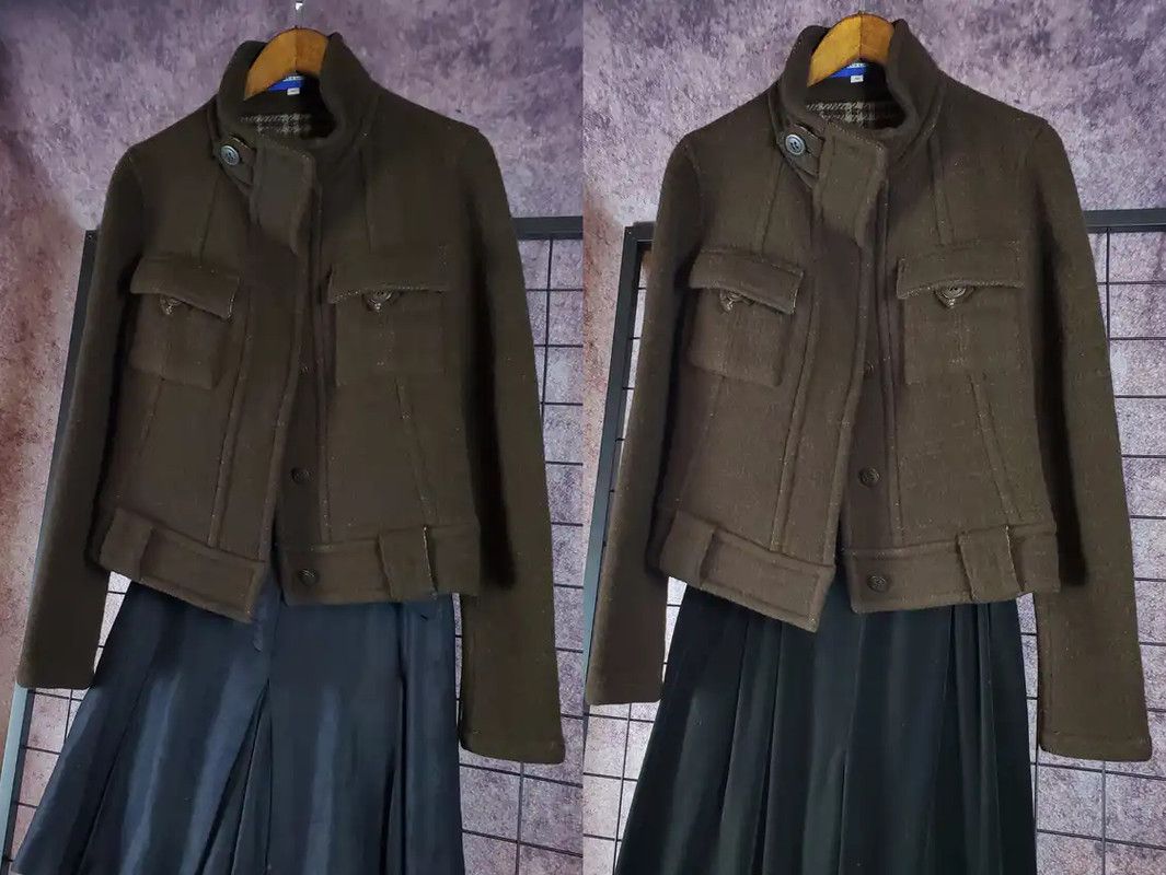 Burberry Brown Wool Logo Short Cardigan for Women