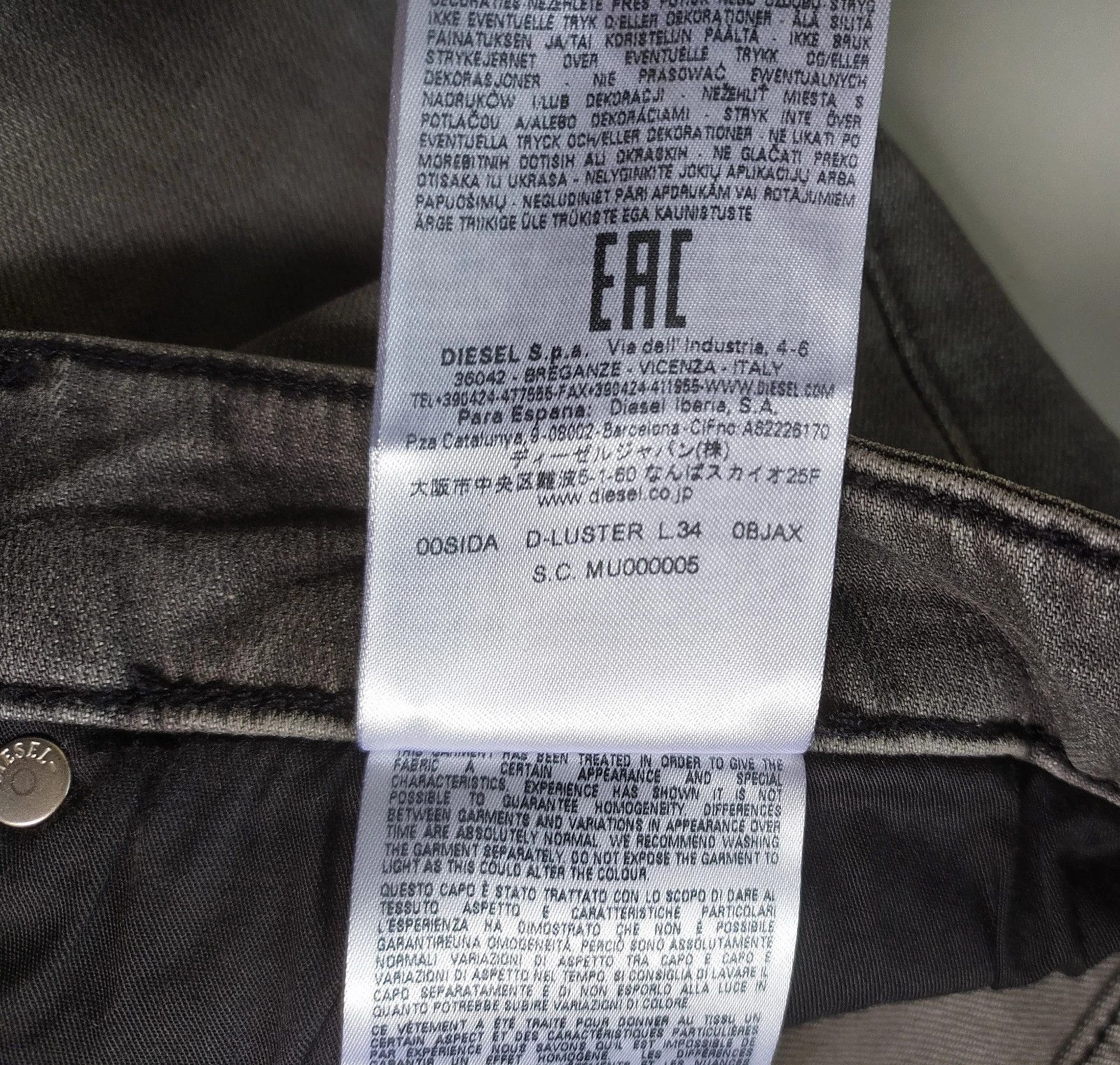 Diesel Diesel D-LUSTER L.34 MENS JEANS T/9625 Size US 36 / EU 52 - 8 Thumbnail