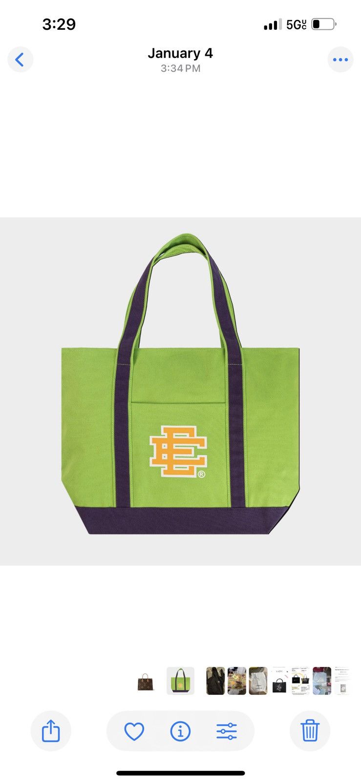 Eric Emanuel Eric Emanuel EE slime green tote bag Size ONE SIZE - 1 Thumbnail
