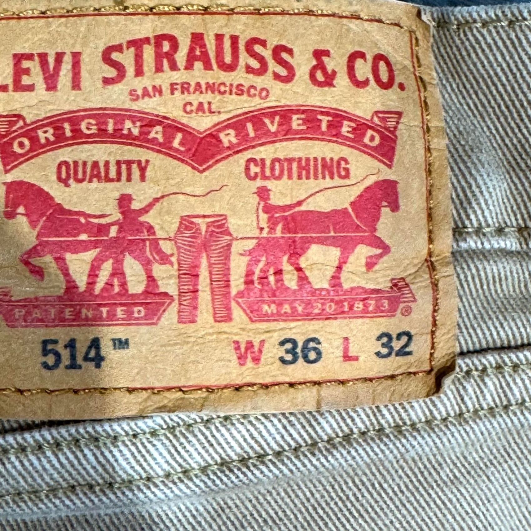 Levi's Levi’s 514 Jeans Men’s 36x32 Beige Denim Mid-Rise Straight Fit Size US 36 / EU 52 - 4 Thumbnail