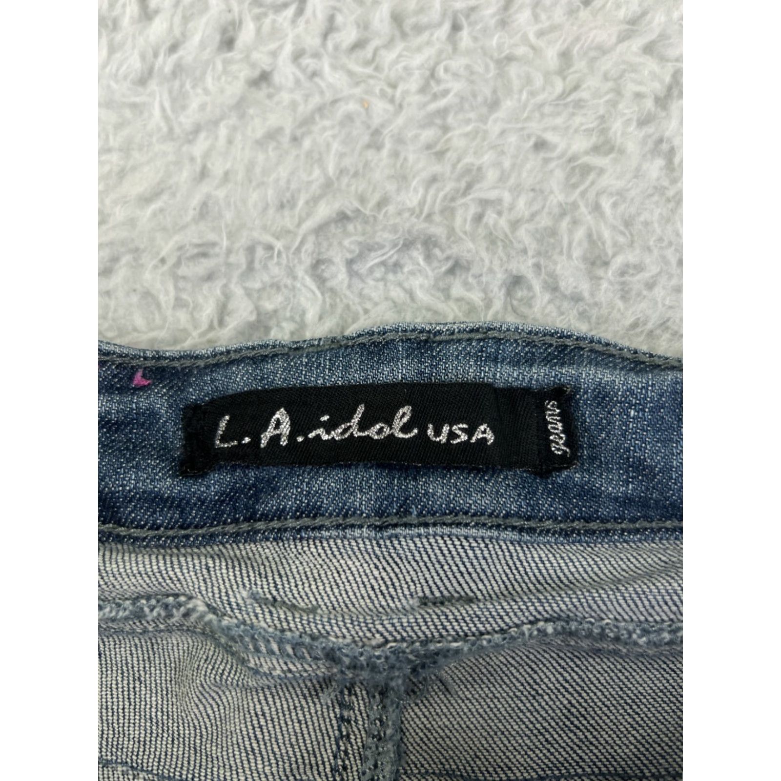 Denime LA Idol Jeans Women Blue Denim Bootcut 24x29 Cotton Embroidered Low Rise 3-Pocket Stretch Regular 5-Pocket Size 26" / US 2 / IT 38 - 6 Thumbnail