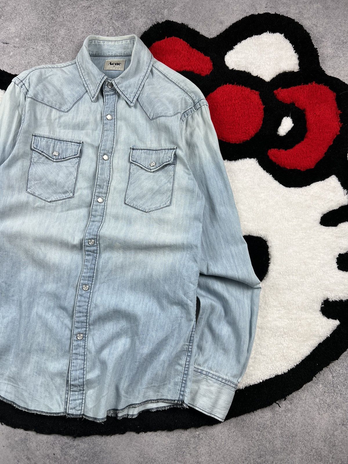 Acne Studios Vintage Acne Studios Mudwash Denim Distressed Y2K Shirt Size US S / EU 44-46 / 1 - 3 Thumbnail