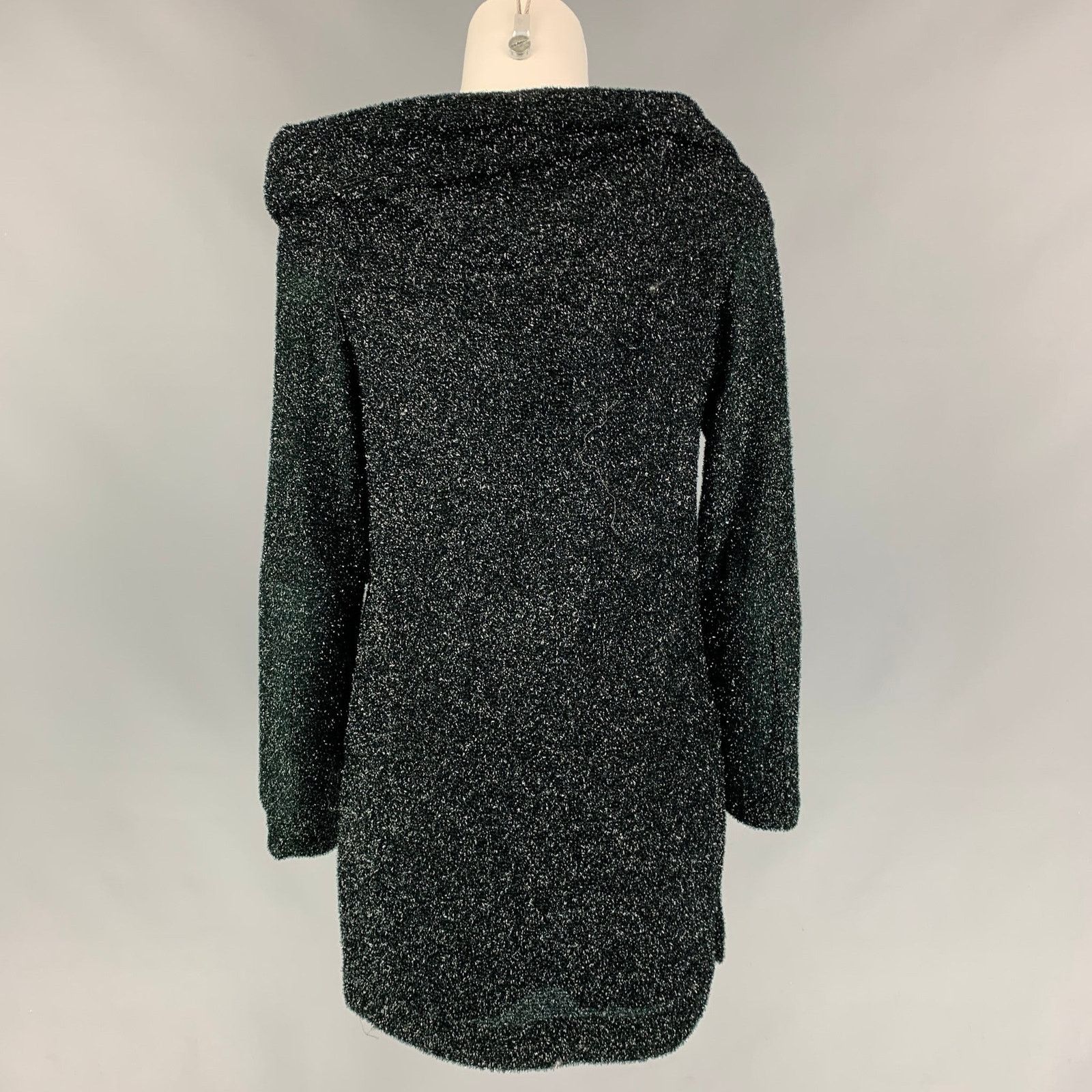 Other M Black Metallic Polyamide Blend Cowl Collar Sweater Size M / US 6-8 / IT 42-44 - 3 Thumbnail