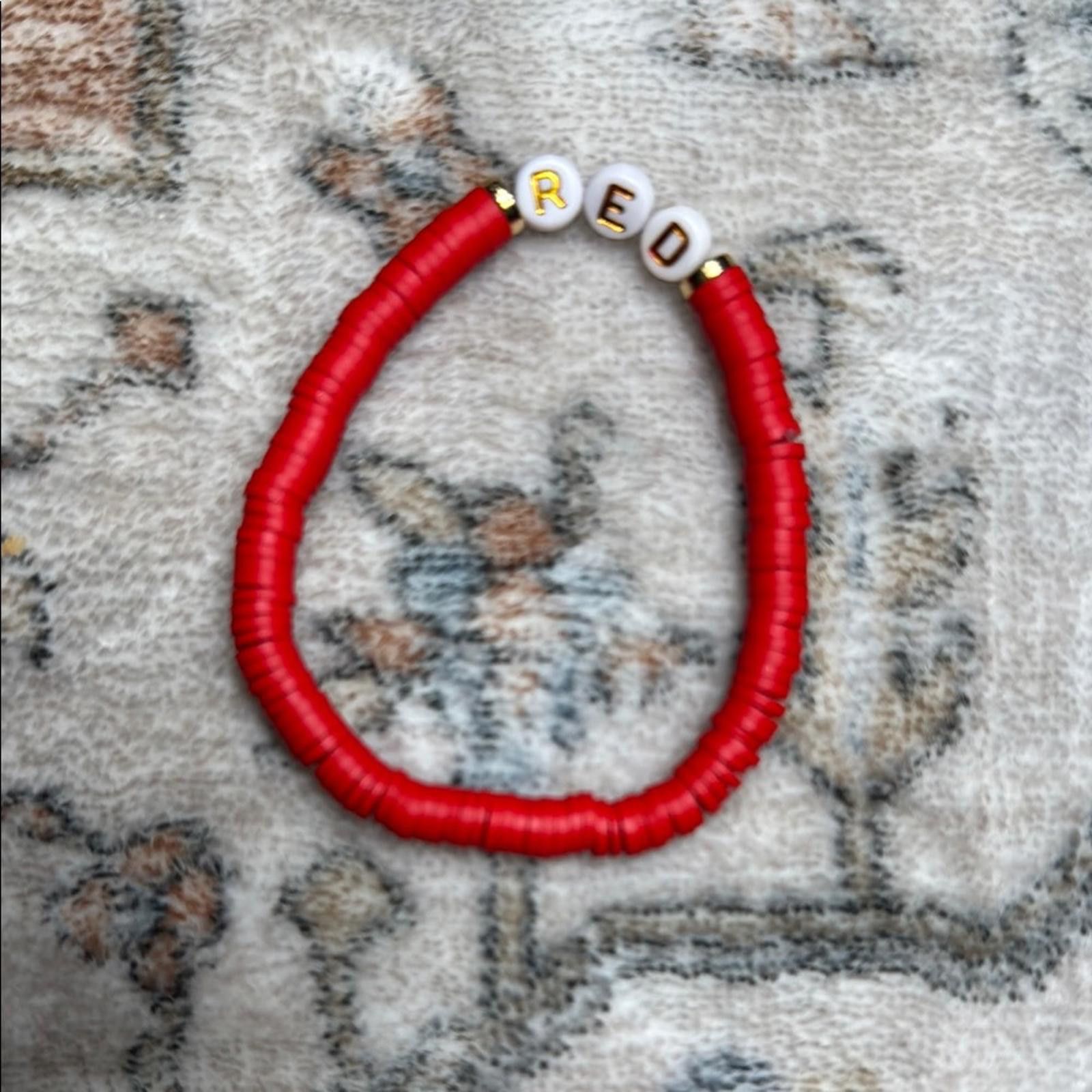 Designer Red Beaded Bracelet Size ONE SIZE - 2 Thumbnail