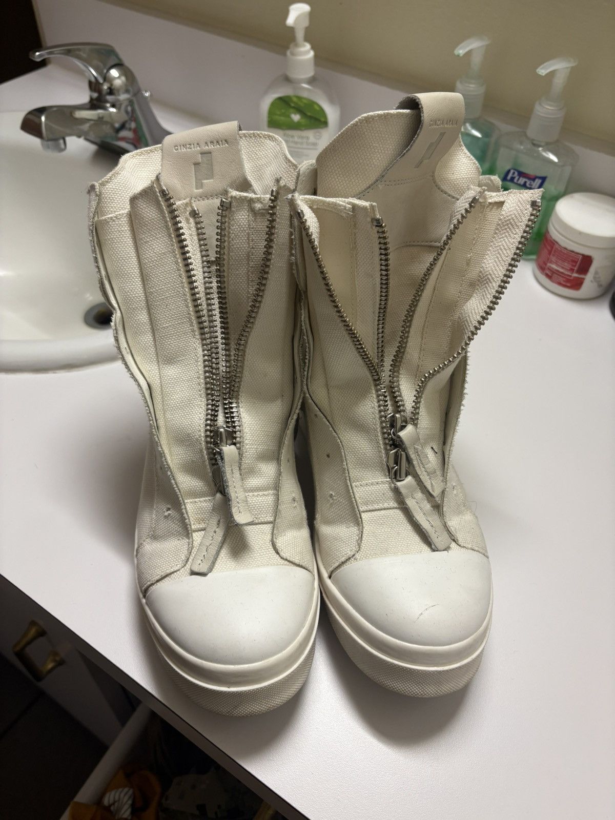 Double Zip Cinzia Araia Sneakers Leather High Trainers Cinzia