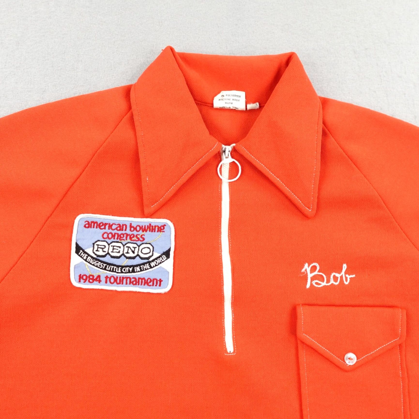 Vintage VINTAGE Angeltown Bowling Shirt Mens L Orange County Polo 60s Chain Stitch Embroidered Logo Zipper Short Sleeve Polo Mens Size US L / EU 52-54 / 3 - 2 Thumbnail