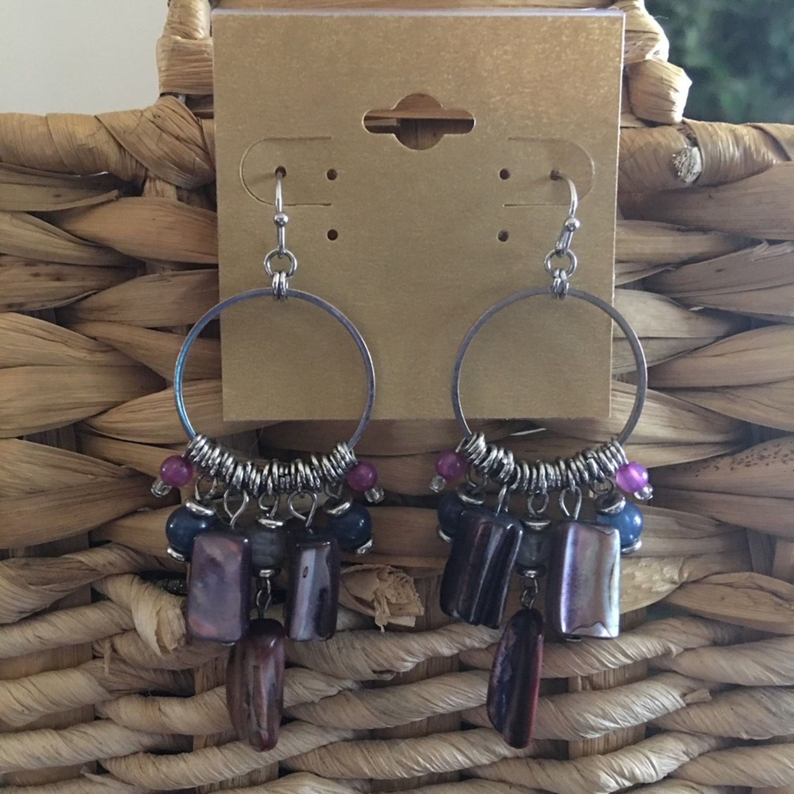 Jewelry Boho painted shell and glass bead earrings Size ONE SIZE - 1 Thumbnail
