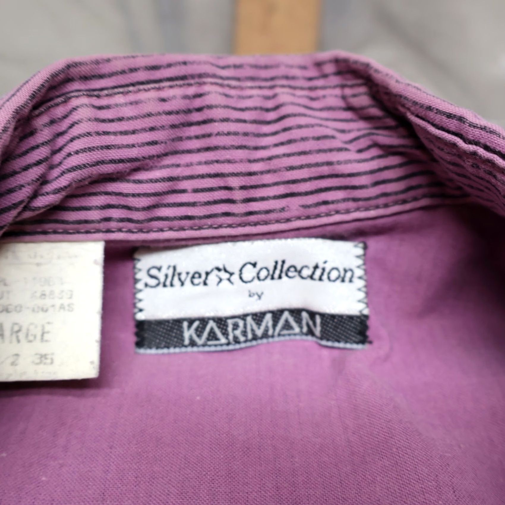 Armani VTG Karman Western Shirt Mens Large Purple Striped Pearl Snap Silver Collection Size US L / EU 52-54 / 3 - 3 Thumbnail