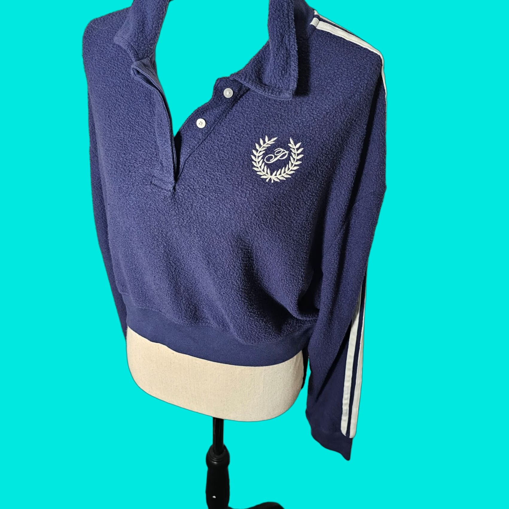 Victoria's Secret VINTAGE Victoria's Secret PINK Sweatshirt Cropped Polo Fleece Purple Size L Women's Size L / US 10 / IT 46 - 1 Thumbnail