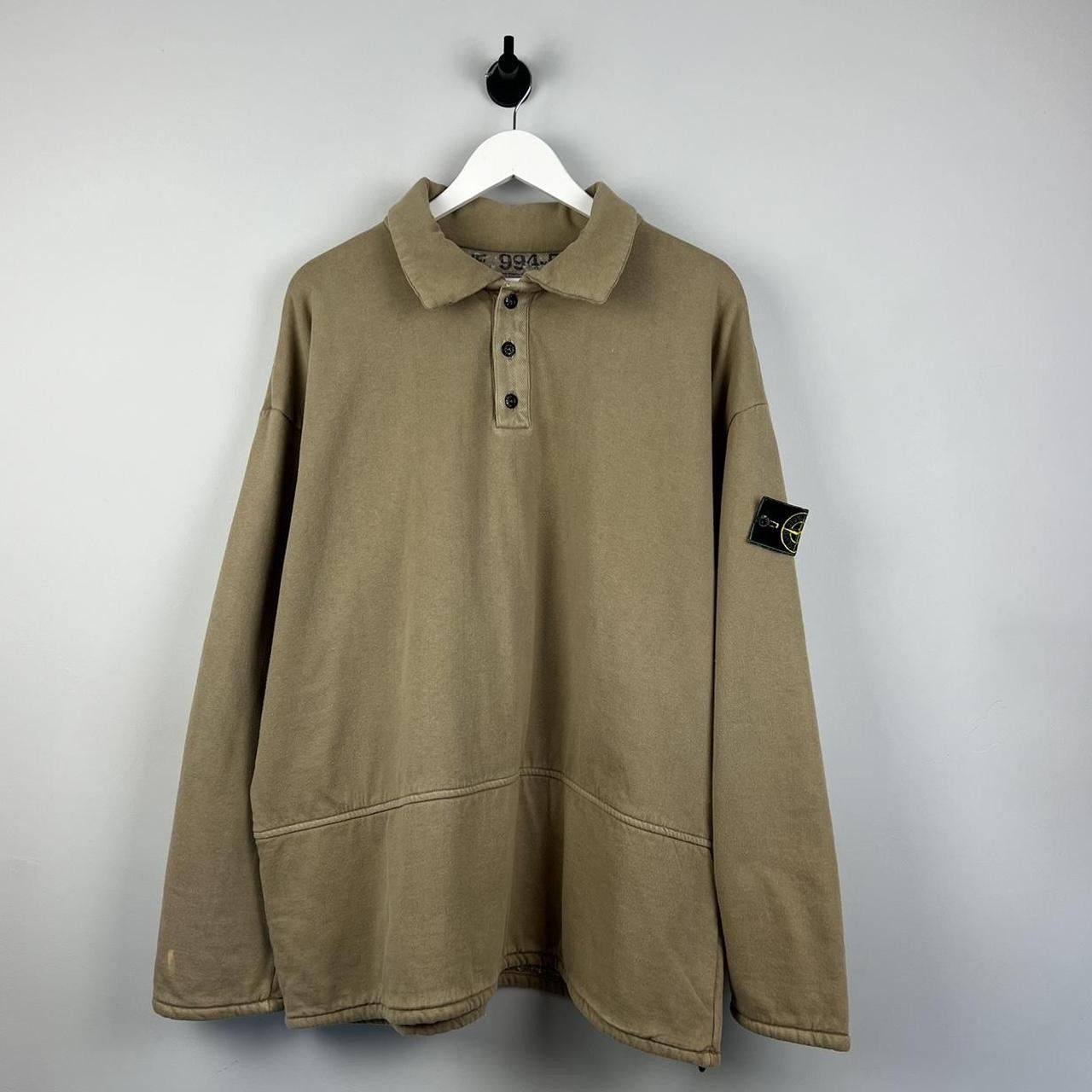 image of Stone Island 90’S Thermical Lining Collared Jumper in Tan, Men's (Size XL)