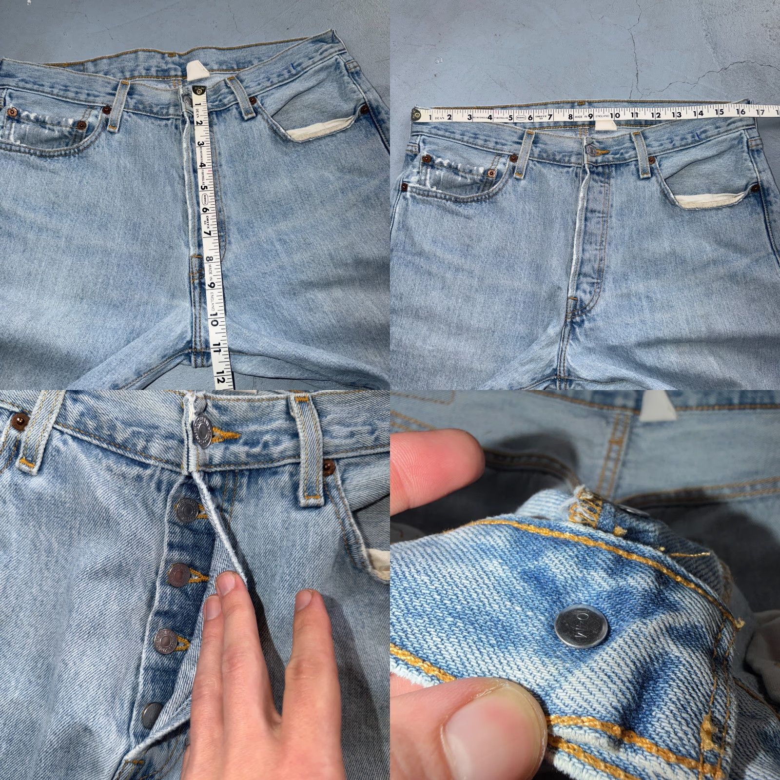 Levi's Levis 501 Vintage 90s Jeans Blue Light Wash 34x32 Regular Men Straight Denim Size US 34 / EU 50 - 8 Thumbnail
