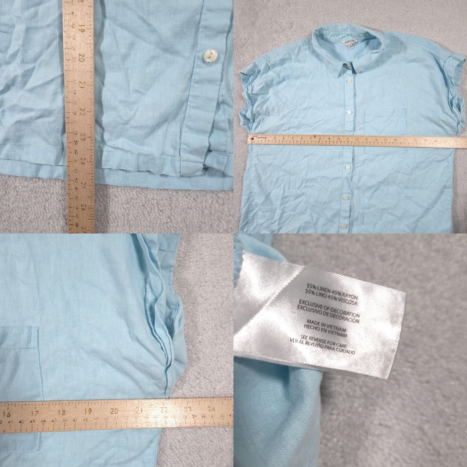 Orvis Orvis Shirt Womens Large Blue Linen Blend Sleeveless Button Lightweight Size L / US 10 / IT 46 - 8 Thumbnail