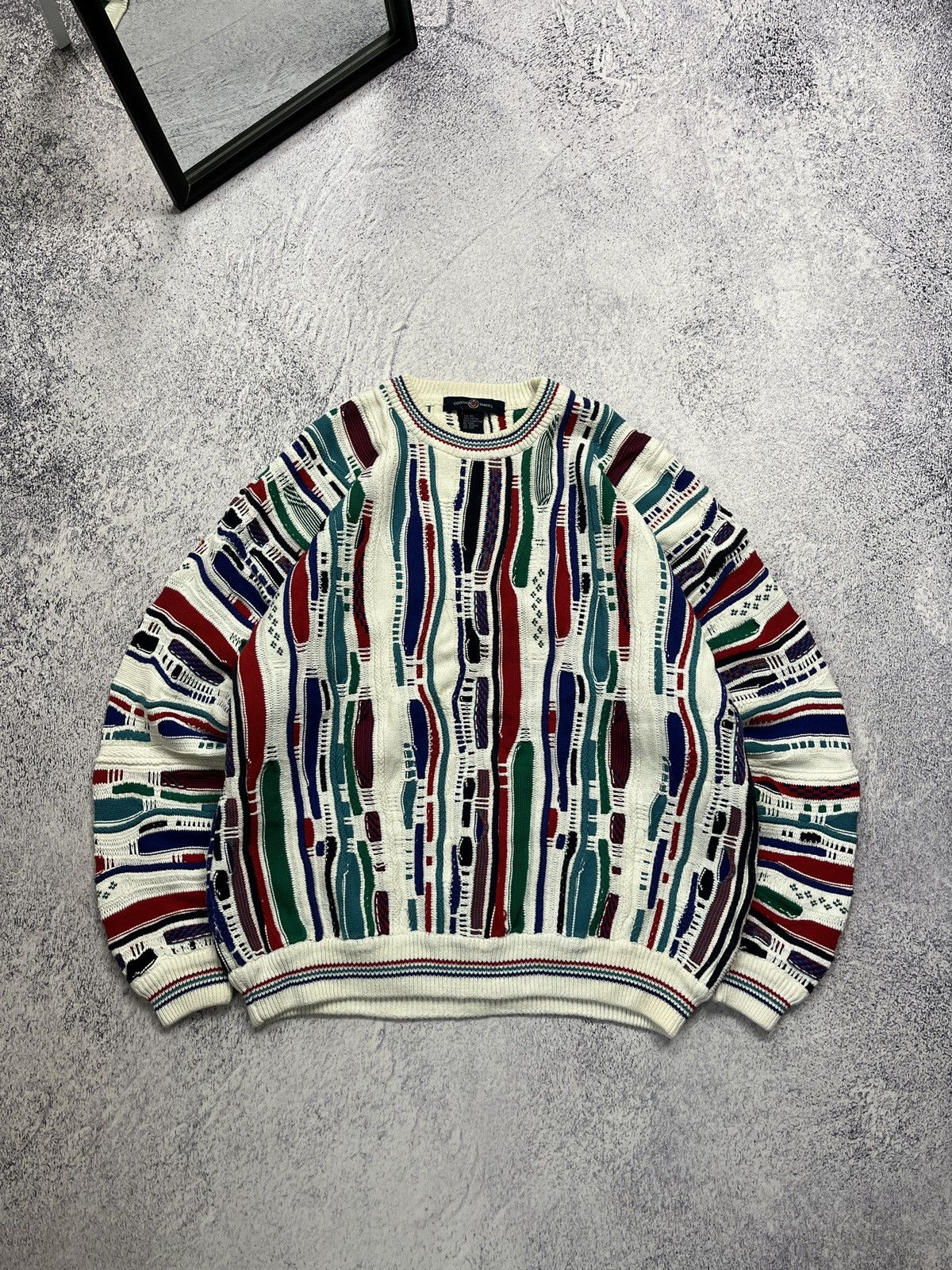 Men’s Vintage 90s Cotton Traders popular Multicolor Coogi Style Sweater Knit Size Large