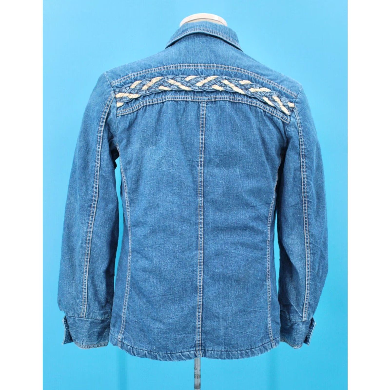 Vintage VINTAGE Campus Denim Shirt Jacket Shacket 38 1970s Cotton Blue Denim Size US M / EU 48-50 / 2 - 2 Thumbnail