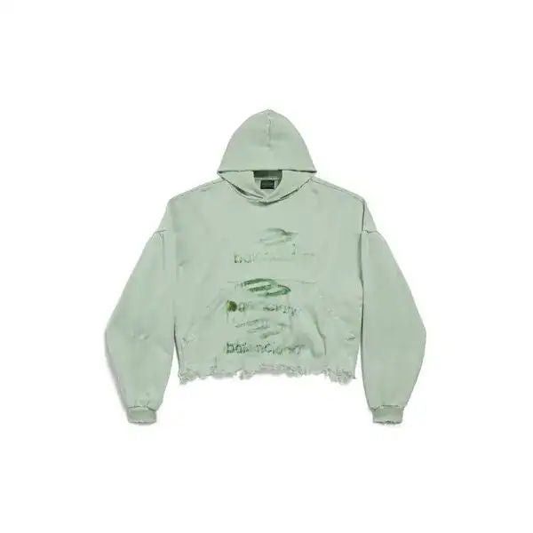 Balenciaga DIY Imprint Cropped Hoodie Sage Green Size US L / EU 52-54 / 3 - 1 Thumbnail