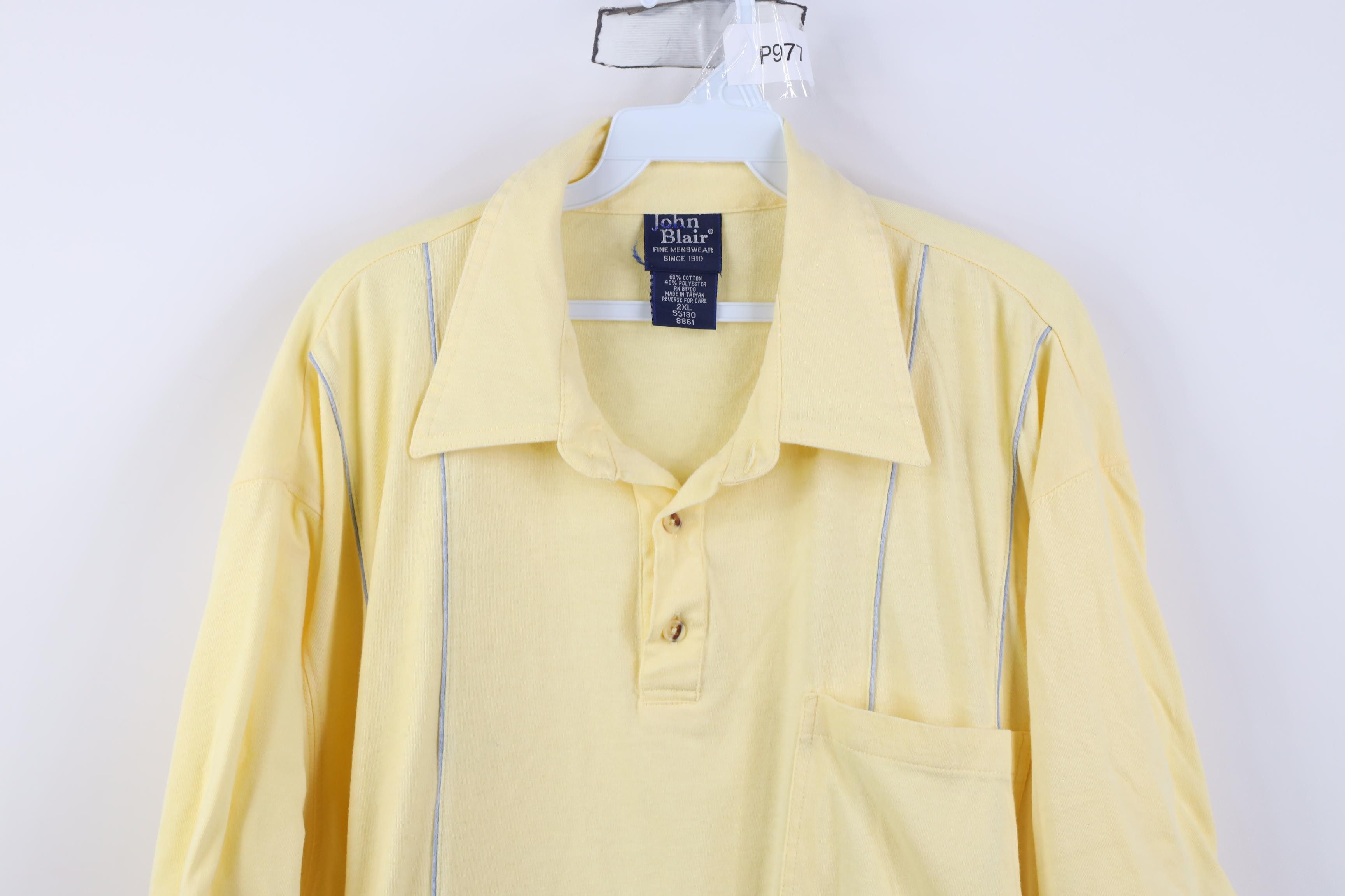Vintage Vintage 90s Streetwear Collared Pullover Polo Shirt Yellow Size US XXL / EU 58 / 5 - 2 Thumbnail