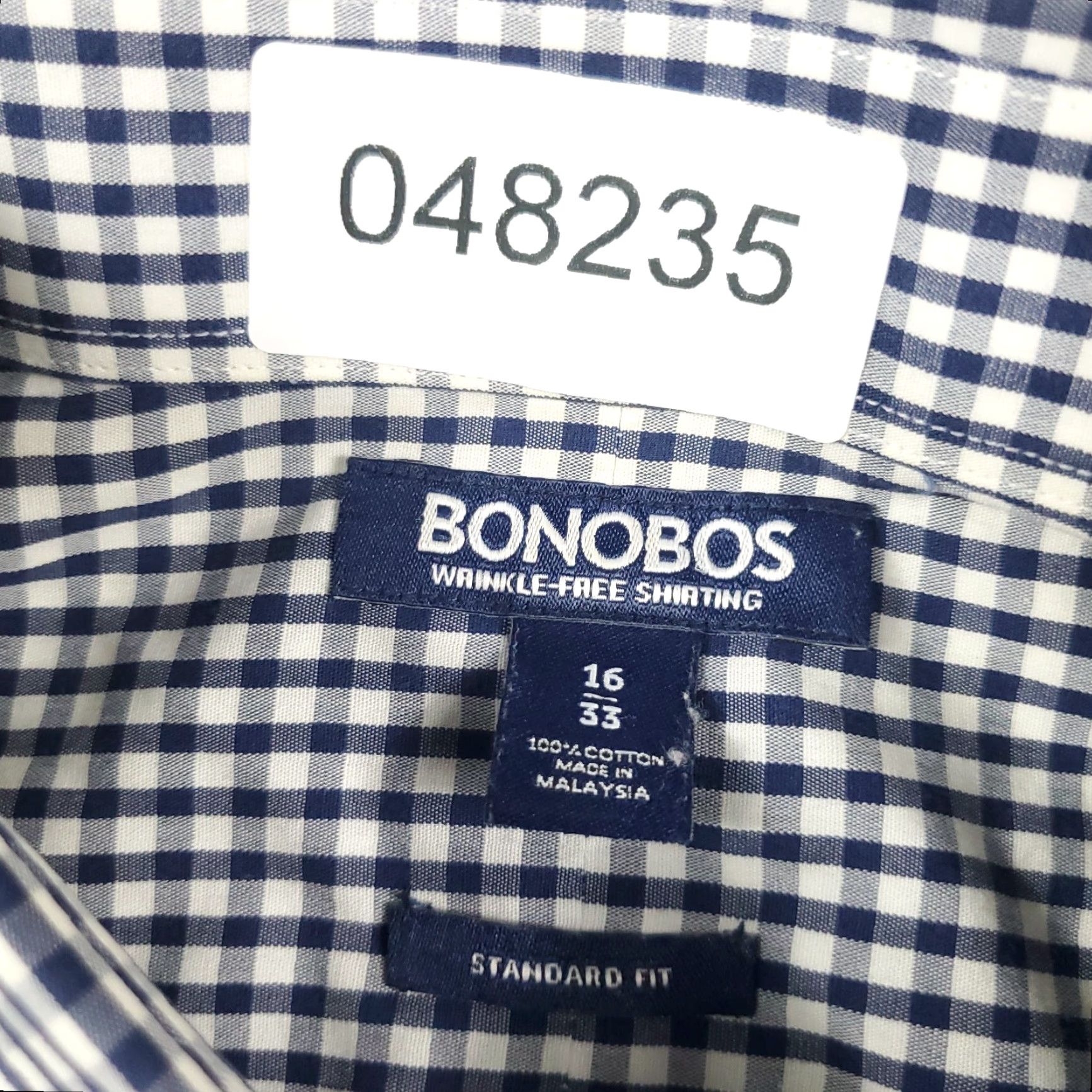 Bonobos Bonobos Dress Shirt Men Size 16 Blue Check Long Sleeve Button-Up Non-Iron Size 42R - 8 Thumbnail