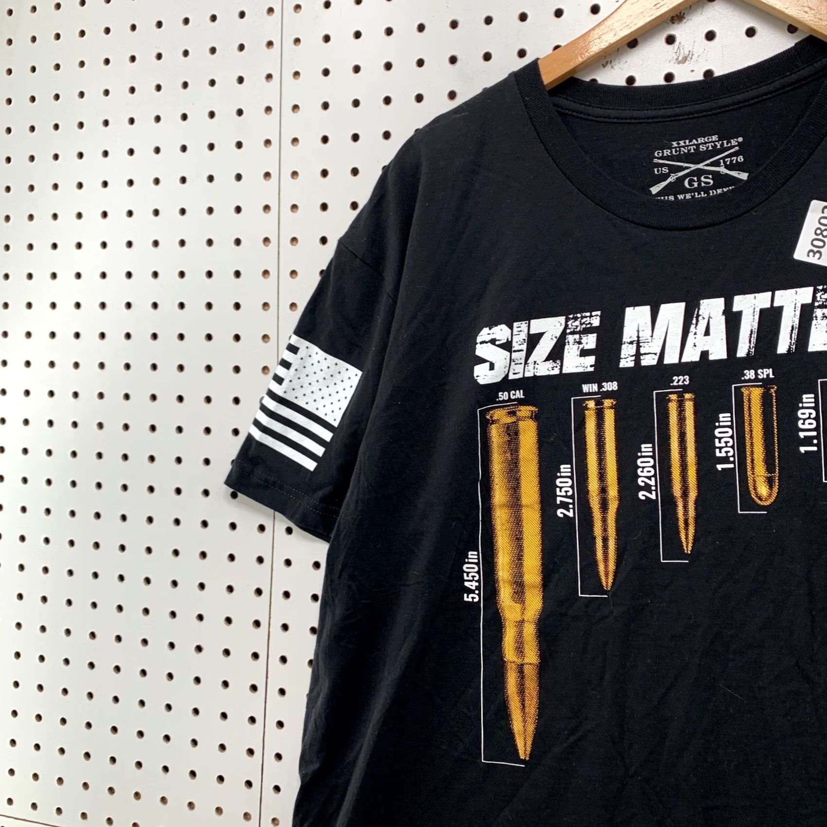 Vintage Grunt Style Shirt Mens 2XL Black SIze Matters Bullets Graphic USA FLag 24.5X31 Size US XXL / EU 58 / 5 - 6 Thumbnail