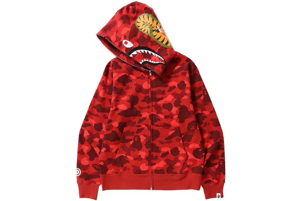 Bape BAPE Color Camo Shark Full Zip Hoodie Red Size US XXL / EU 58 / 5 - 3 Thumbnail