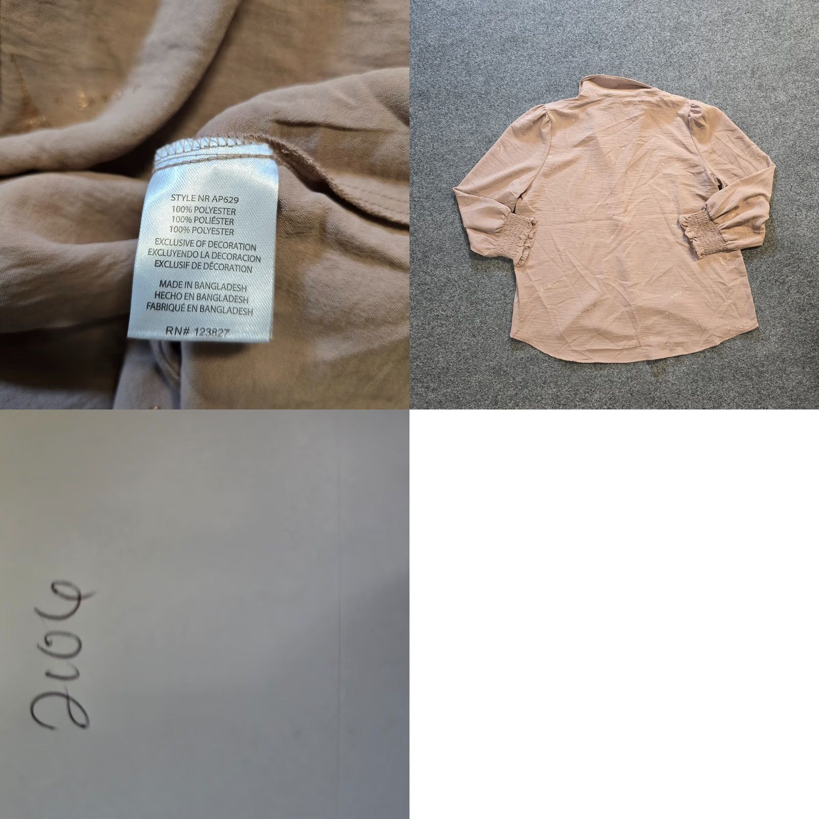 Parker Alex Parker Top Womens Size L Beige Gold Paris Eiffel Tower Button Casual Blouse Size L / US 10 / IT 46 - 8 Thumbnail