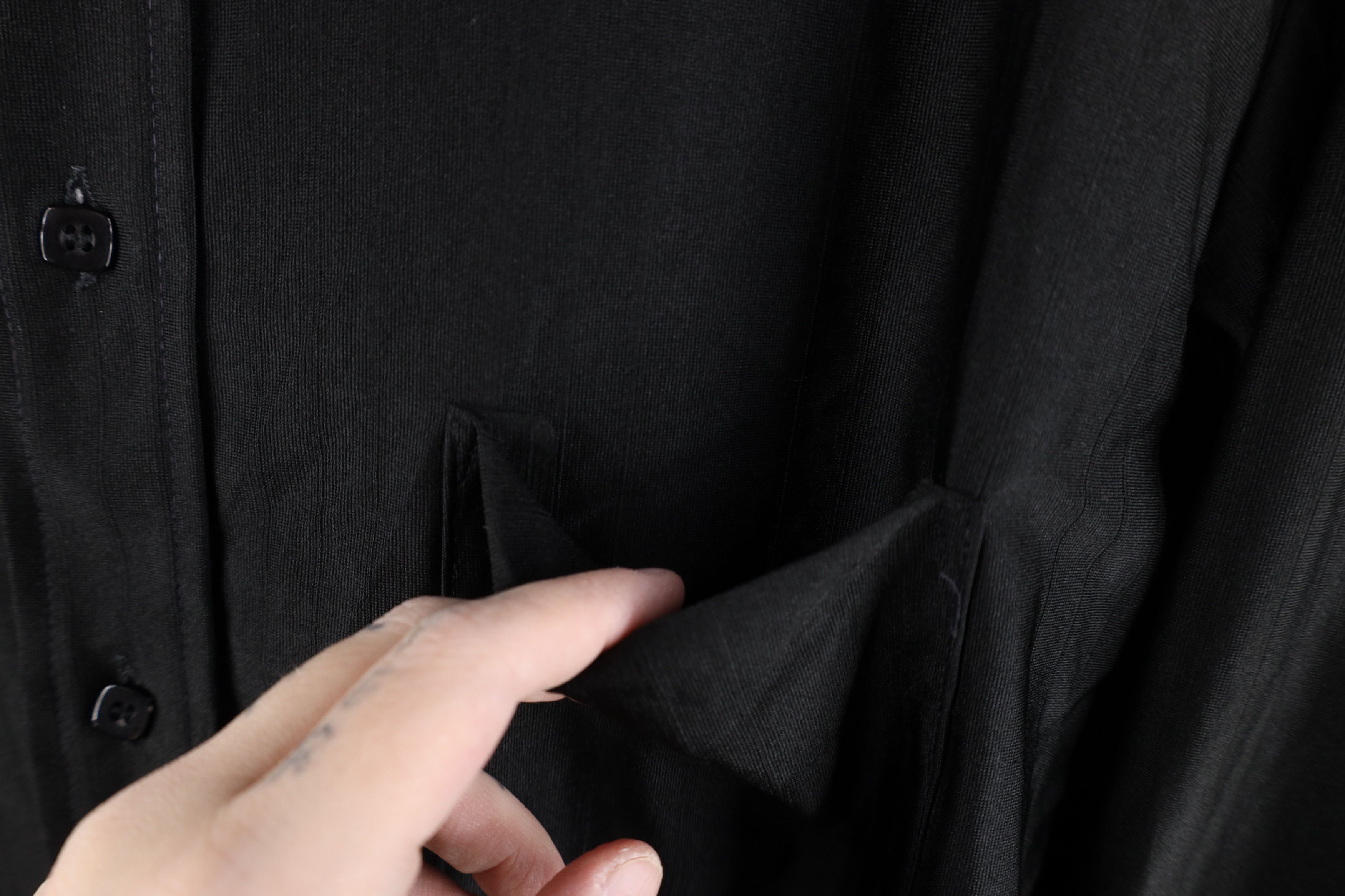 Vintage Vintage 70s Streetwear Knit Collared Button Shirt Black USA Size US M / EU 48-50 / 2 - 6 Thumbnail