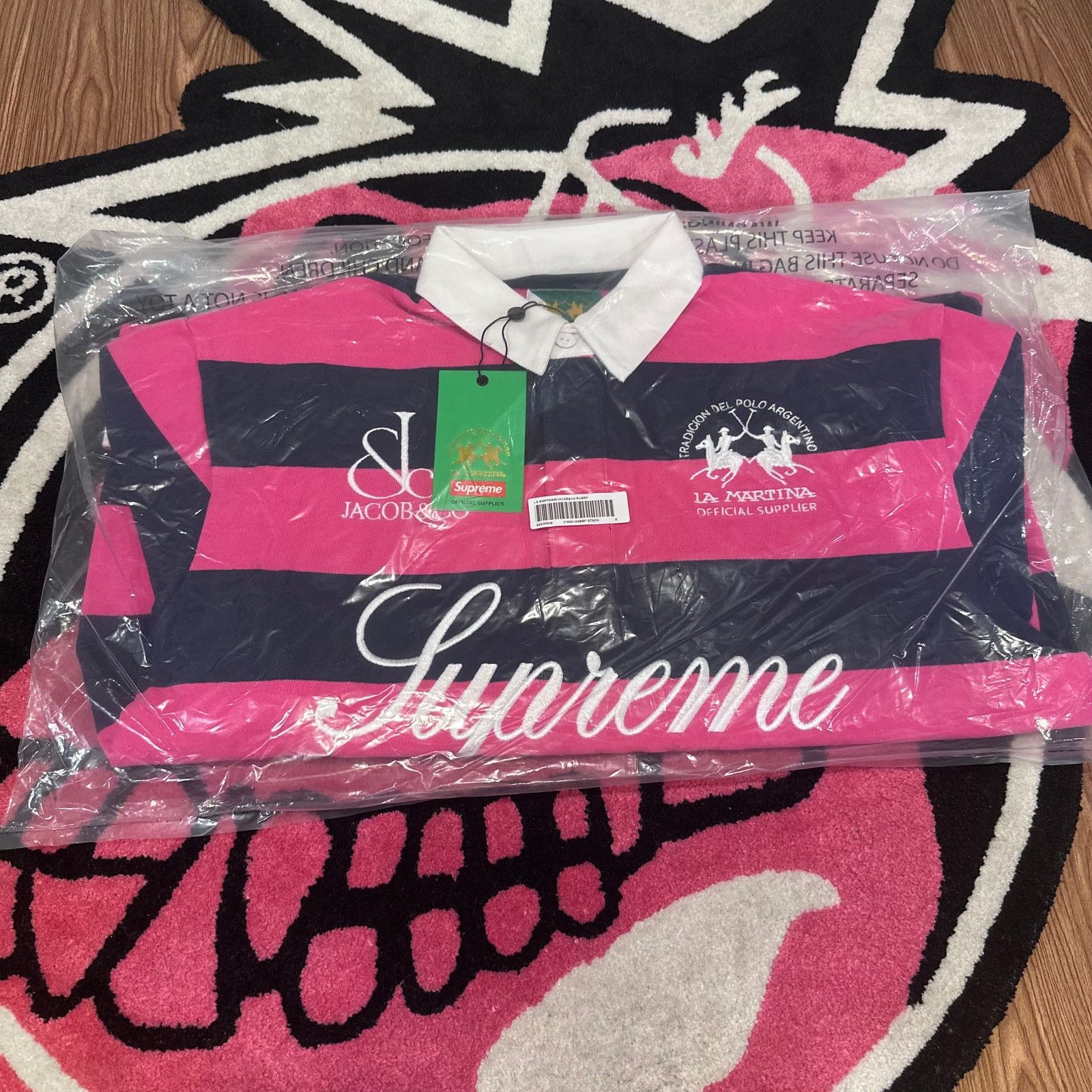 Supreme SS26 Supreme La Martina Jacob & Co Rugby Stripe Navy Pink
