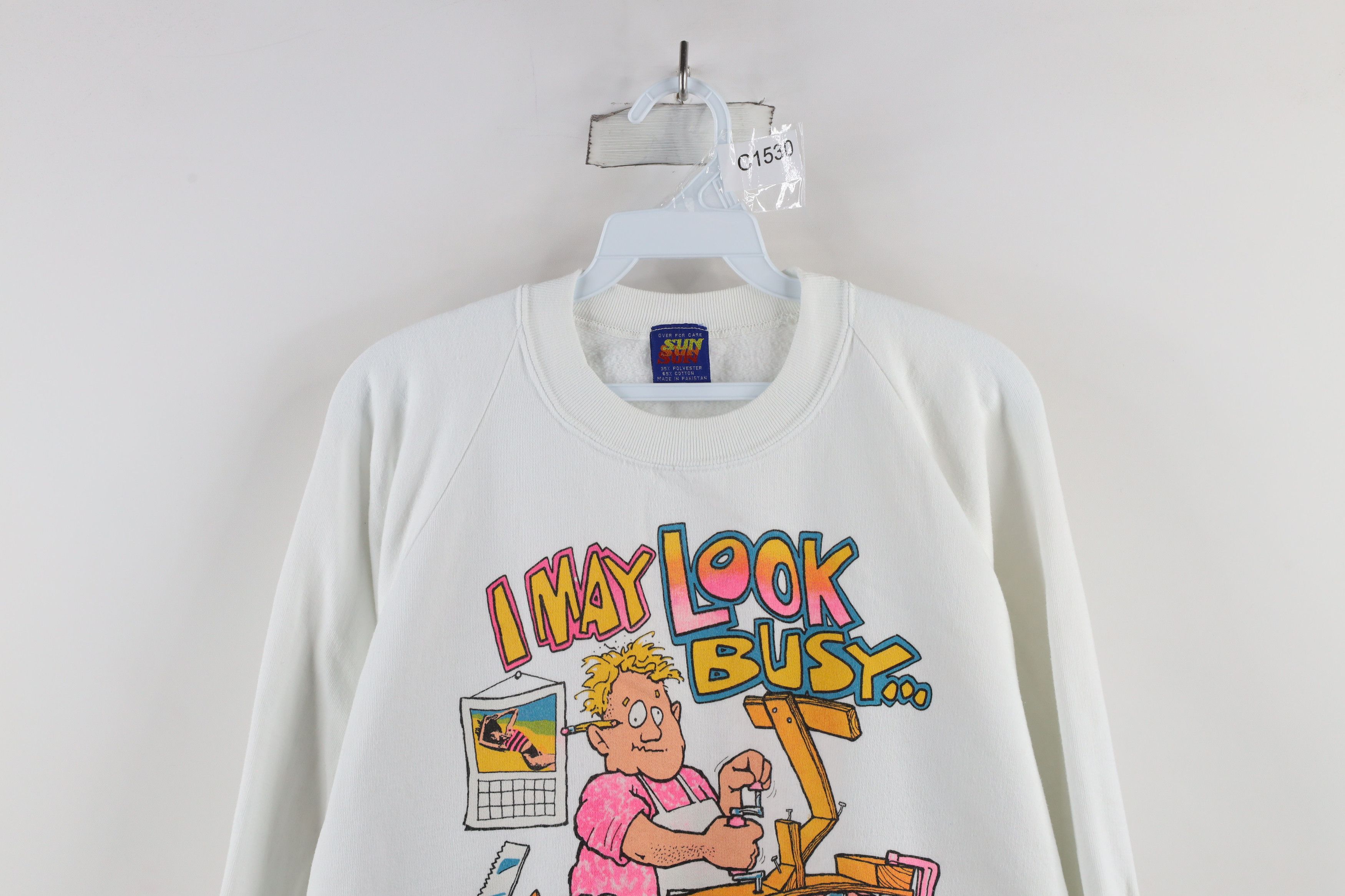 Vintage Vintage 90s I Busy But I'm Just Confused Cartoon Sweatshirt Size US XXL / EU 58 / 5 - 2 Thumbnail