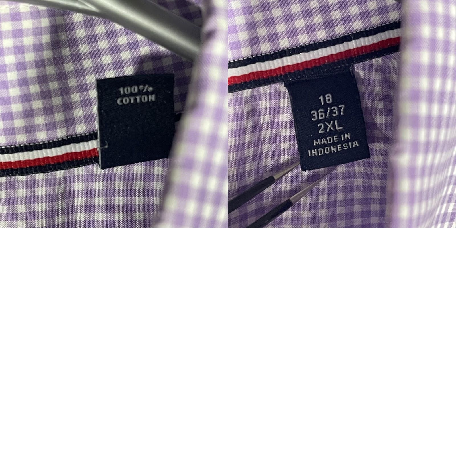 Tommy Hilfiger Tommy Hilfiger Shirt Mens 2XL Purple Gingham Dress Button Down Wrinkle Free Size 48R - 8 Thumbnail