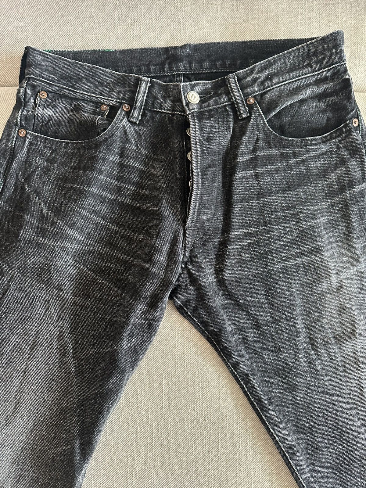 HIDDEN Hidden NY Made in Japan Black Washed Denim Pants Size US 30 / EU 46 - 6 Thumbnail