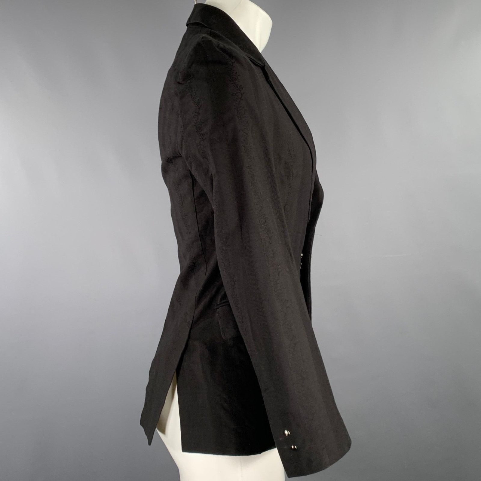 Other ART Size 38 Black Floral Stripe Jacquard Cotton Jacket Size US M / EU 48-50 / 2 - 3 Thumbnail