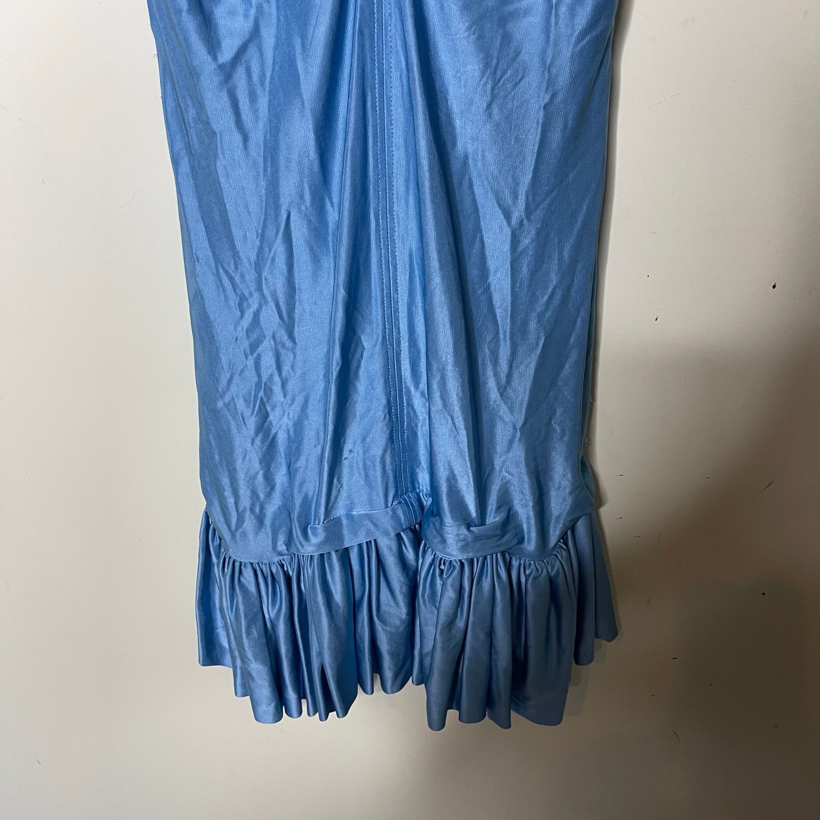 Paco Rabanne Paco Rabanne Blue Metallic Puff Sleeve Ruffle Hem Mini Dress Size L / US 10 / IT 46 - 6 Thumbnail