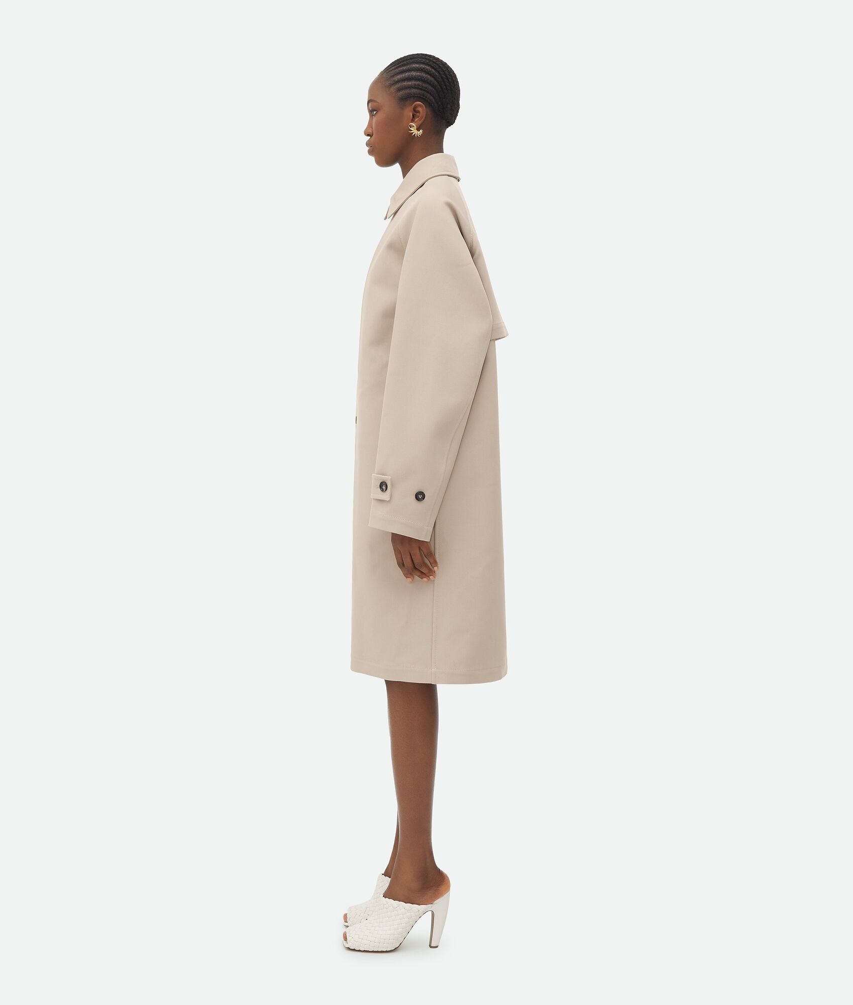 Bottega Veneta o1n1vont1224 Bonded Wool And Cotton Coat in Beige Size M / US 6-8 / IT 42-44 - 2 Thumbnail