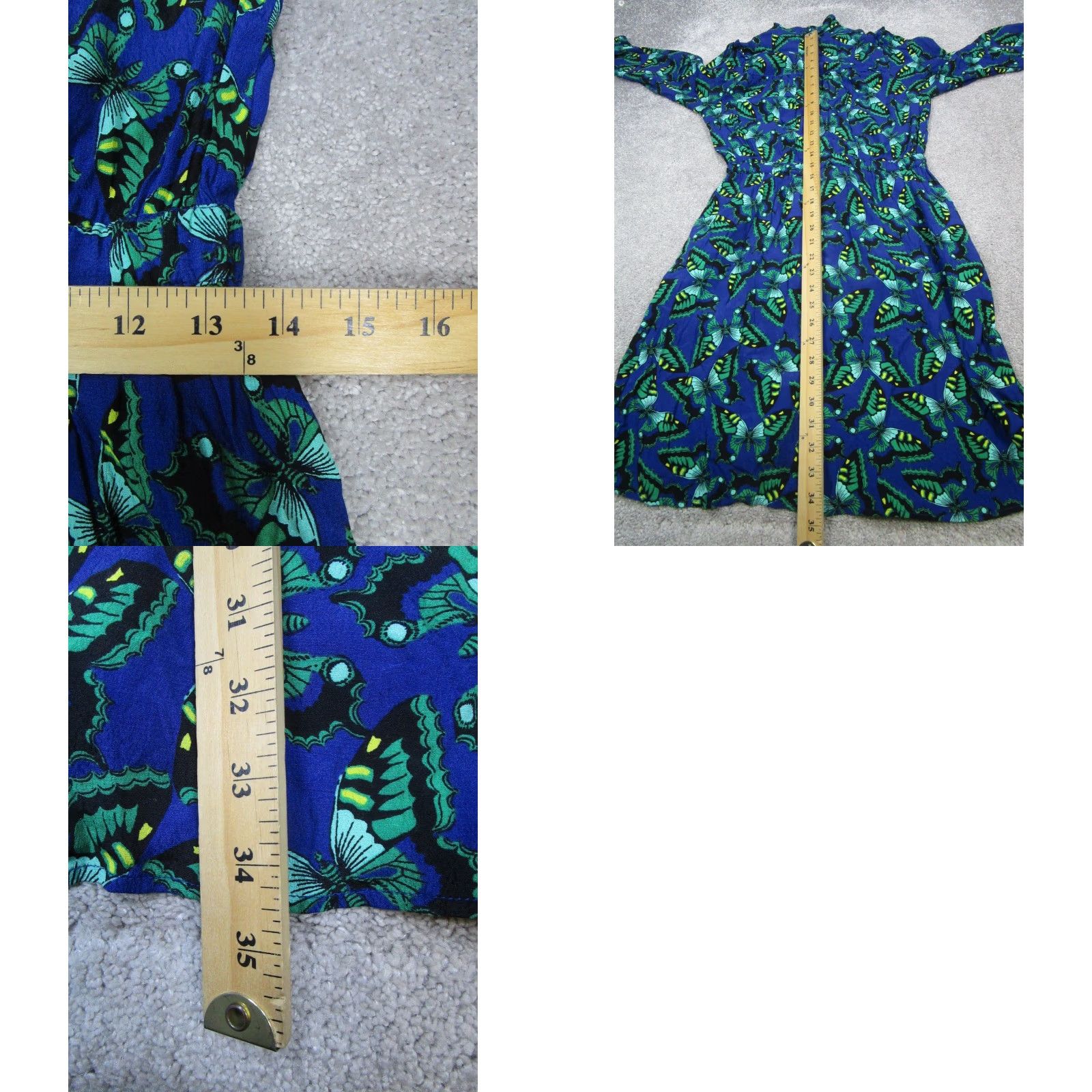 Vintage Maeve Dress Womens Small Blue Green Butterfly Wrap Blouson Size S / US 4 / IT 40 - 8 Thumbnail