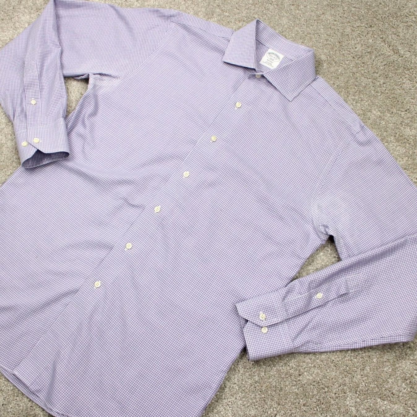 Brooks Brothers Brooks Brothers Regent Dress Shirt Mens 15 1/2 Purple Non-Iron Cotton L/S Button-Down Collared Size 42R - 4 Thumbnail
