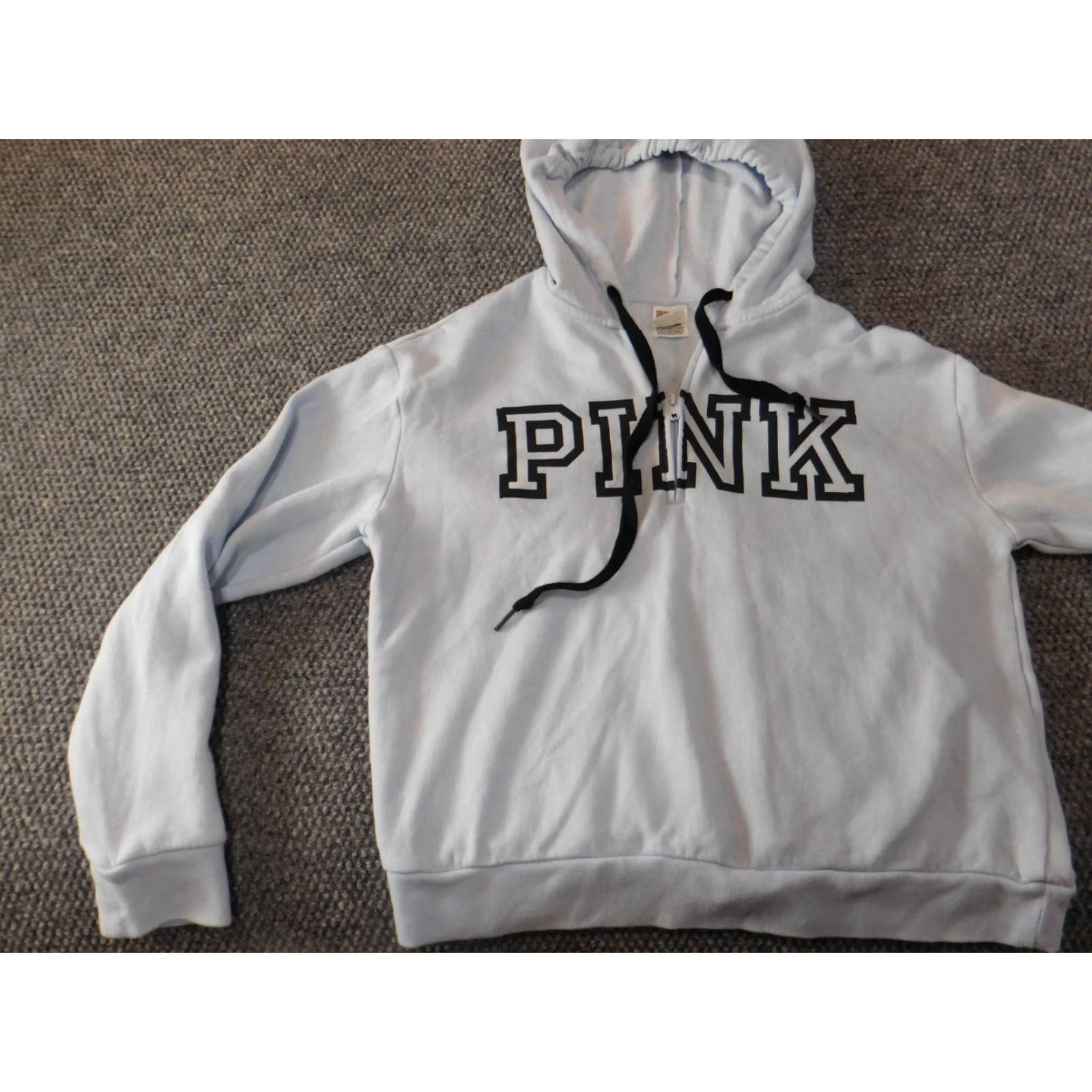 Pinko Victoria's Secret PINK Hoodie Womens Small Blue Zip Logo Classic Pullover Activewear Pockets Regular Size Size S / US 4 / IT 40 - 3 Thumbnail