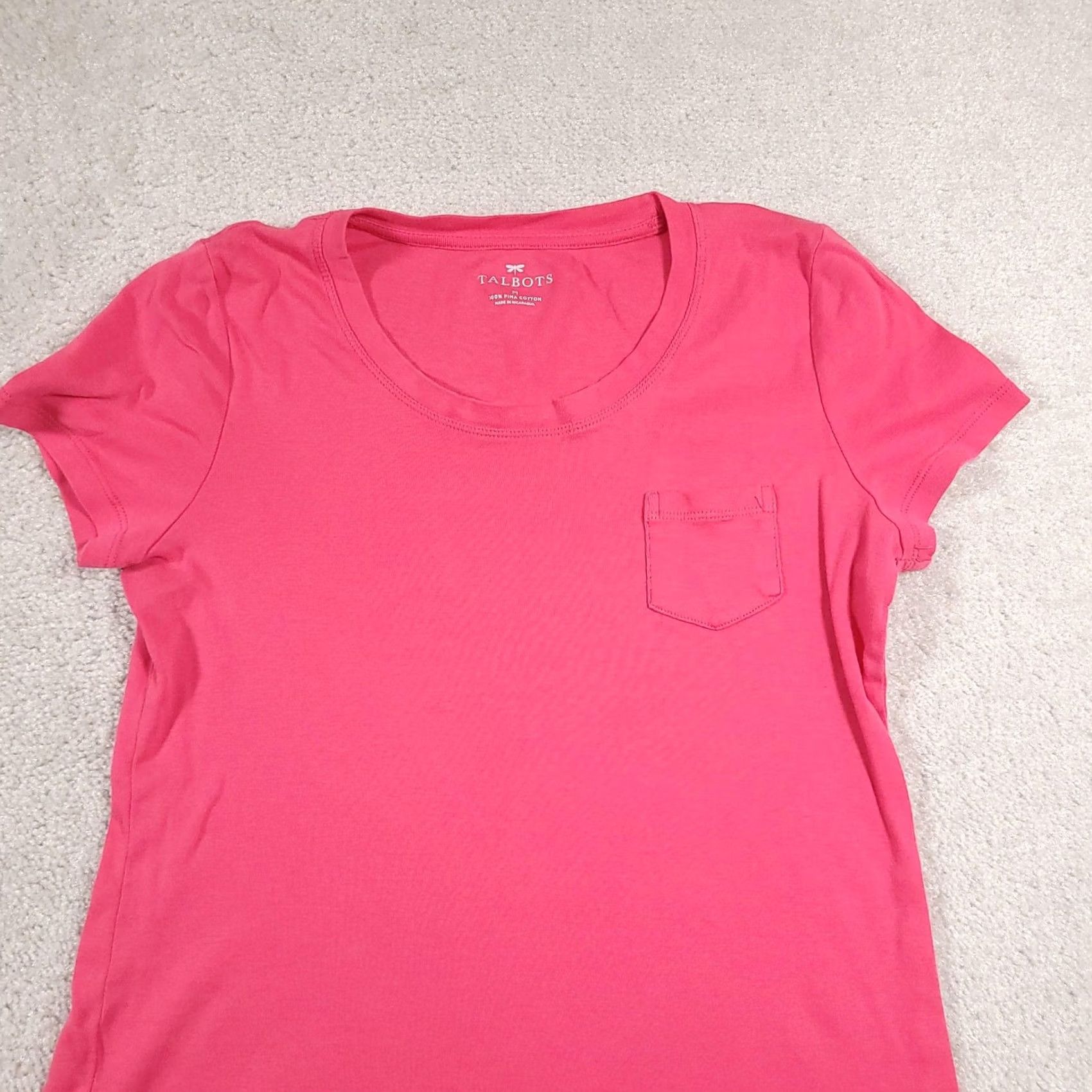 Talbots Talbots Shirt Womens Medium Pink Pocket Crewneck Tee Short Sleeve Pima Cotton Size M / US 6-8 / IT 42-44 - 3 Thumbnail