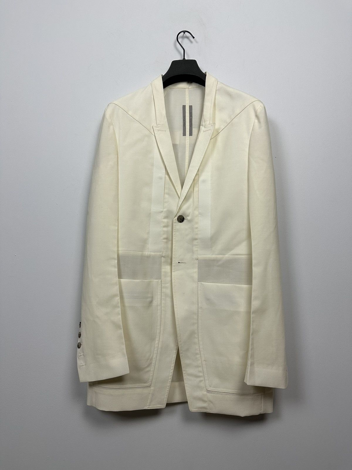 Pre-owned Rick Owens Ss22 ‘fogachine' Zanlight Fogpocket Easy Blazer In White