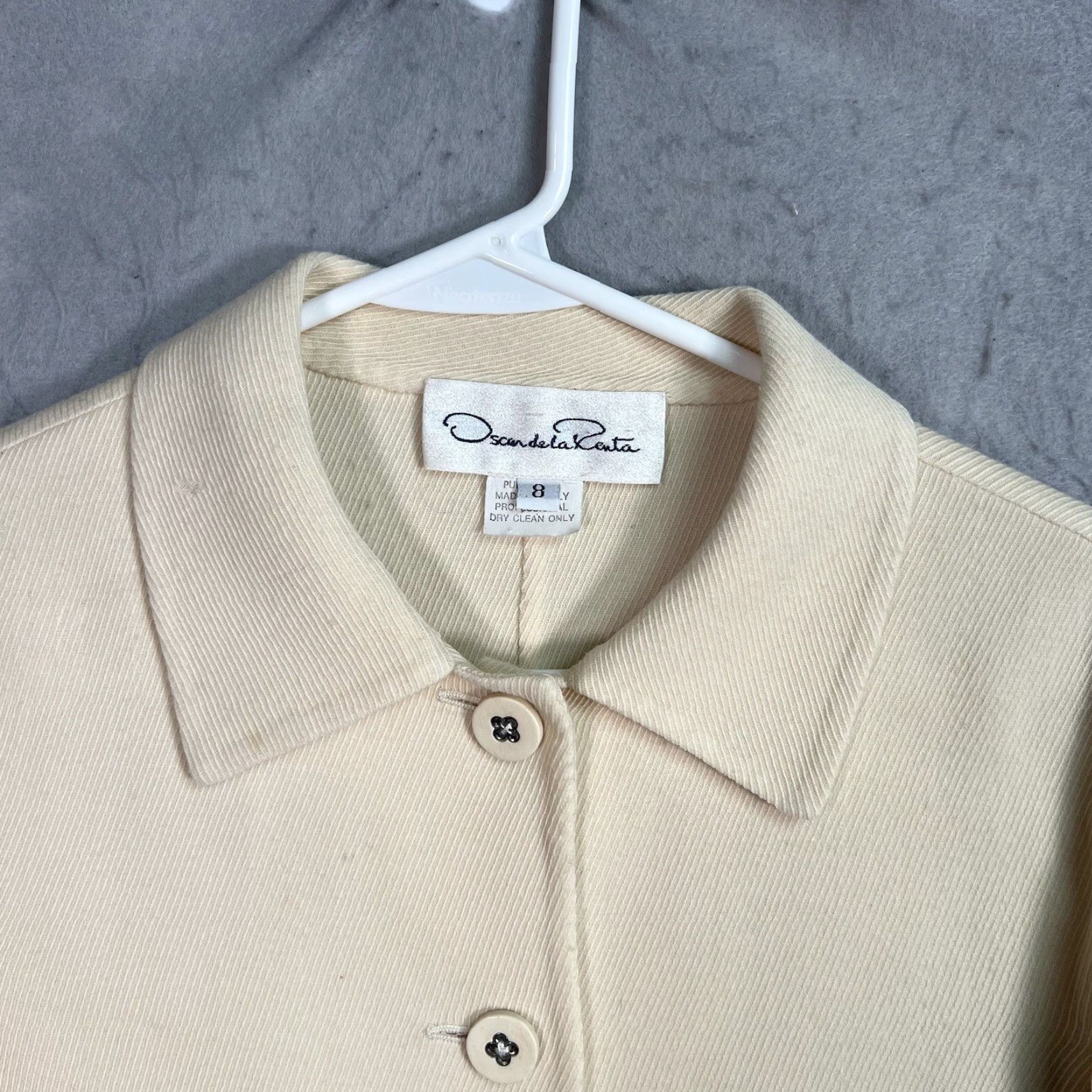 Oscar De La Renta Oscar de la Renta Jacket Womens 8 Wool Ivory Button UK Italy Made in Italy Vintage No Size M / US 6-8 / IT 42-44 - 6 Thumbnail